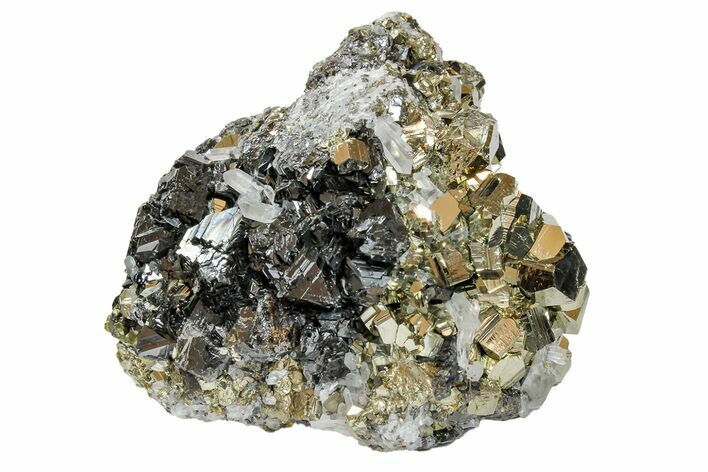 Pyrite Crystal Cluster with Quartz & Sphalerite - Peru #169655